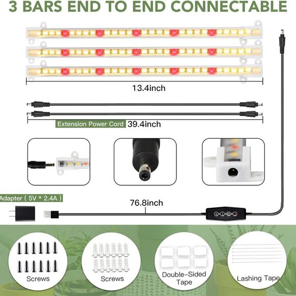 LED Grow Light Strips, 3500K 90-Bulb Full Spectrum Dimmable Plant Growing Lamp B - Picture 6 of 6